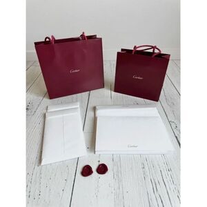 Cartier - 2 Red Shopping Bags & stationary